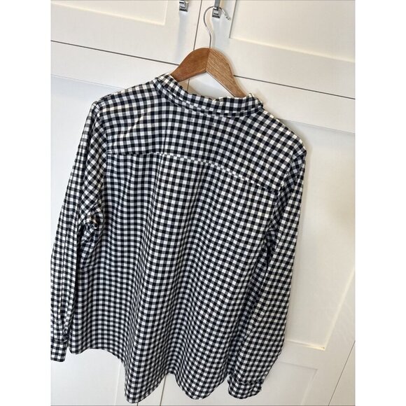 Old Navy Women’s Gingham Plaid Button Down Shirt XL Black White - Picture 14 of 16